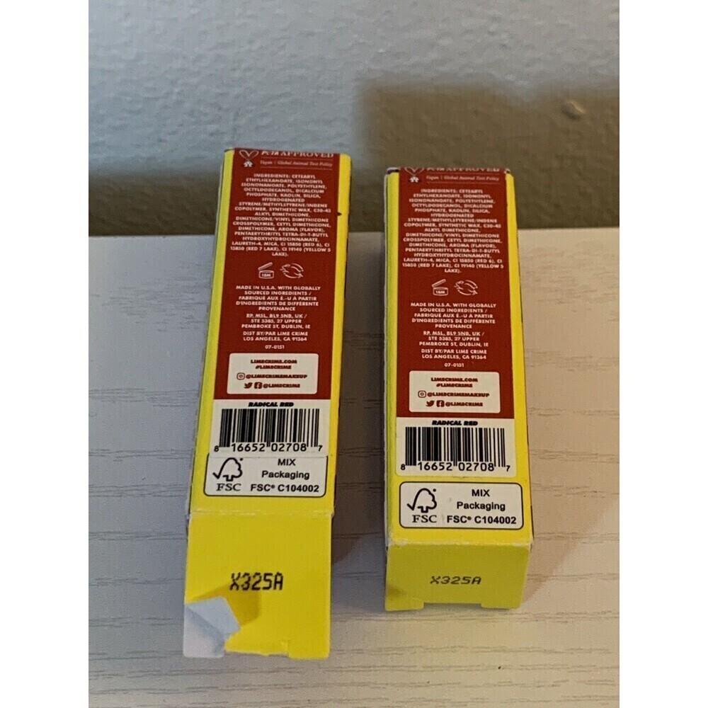 2X NIB Lime Crime Soft Touch Lipstick - RADICAL RED Matte New In Box Vegan - Picture 4 of 5